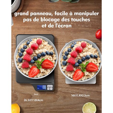 Bilancia da cucina elettronica ad alta precisione ricaricabile tramite USB da 5000 g/0,1 g con piatto di pesatura extra large in acciaio inossidabile (9 unità) e funzione tara, bilancia alimentare (1/4)