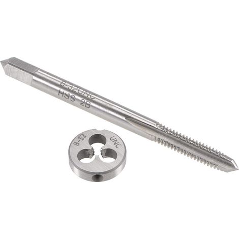 8-32 UNC Tarauds et Matrices Ensemble HSS Machine Filetage Robinet avec Rond Filetage Matrice Main Droite (1/5)