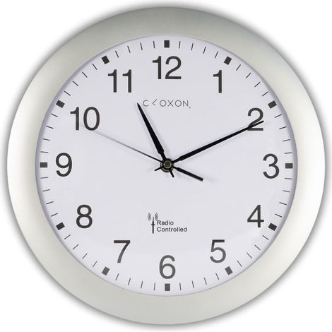 Horloge murale radio-pilotée sans bruit de tic-tac, facile à lire, 30 cm, avec chiffres arabes, horloge murale moderne à piles pour salon, chambre à coucher et bureau - Argenté (1/5)