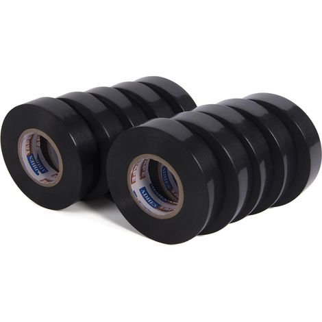 ADHES Lot de 10 Rouleaux De Ruban Adhésif Isolant électrique Noir 18 mm x 6 m (1/5)