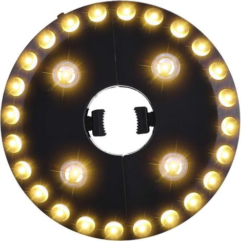 Parasol lumineux blanc chaud pour terrasse, 3 modes de luminosité, sans fil, 28 LED 200 lumens, 4 piles AA (1/5)