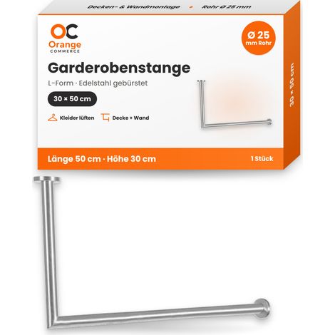 Edelstahl Garderobenstange L Form 30 x 50 cm