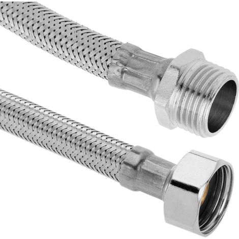 PrimeMatik - Tuyau flexible métallique en acier inoxydable 1/2 "Mâle à 1/2" Femelle de 30 cm (1/5)