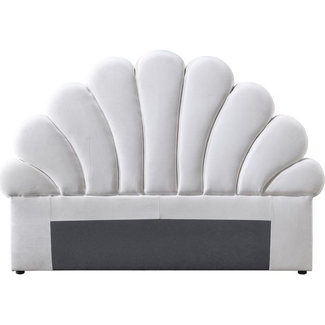 Tête de lit coquillage - 160 cm - Velours - Blanc - MOANA (1/3)