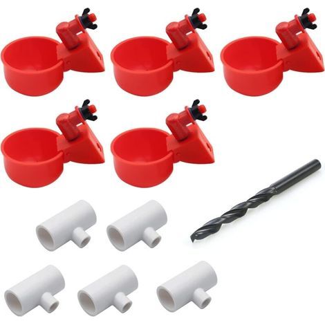 Poultry Waterer, DIY 11-Piece Automatic Poultry Waterer Kit, Automatic Poultry Waterer with Hole Saw, for Chicks, Quail, Ducks, Birds, Cup (1/5)
