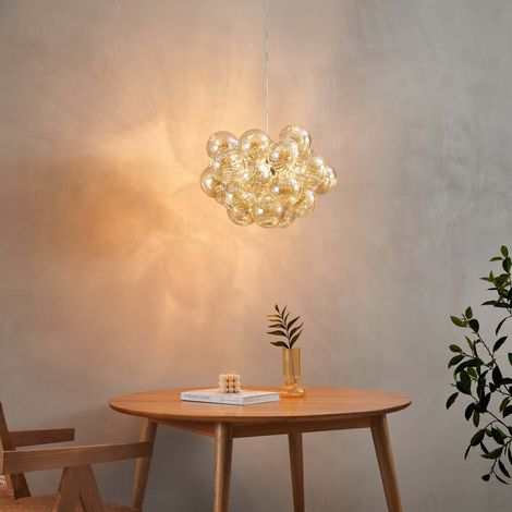 Suspension grappe décorative boules en verre ambrées - Maeli