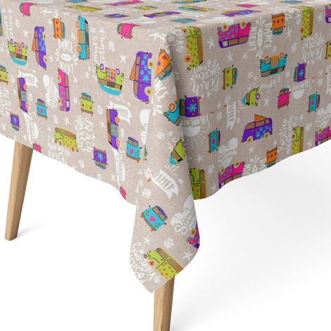 Nappe Anti-Taches enduite Coton Ronde 140 cm Hippie (1/5)