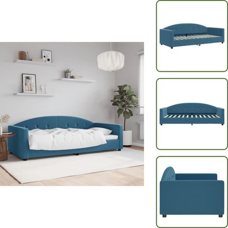 Letto da giorno Blu - vidaXL Letto da Giorno Blu 90x200 cm in Velluto - Divano letto 2 in 1