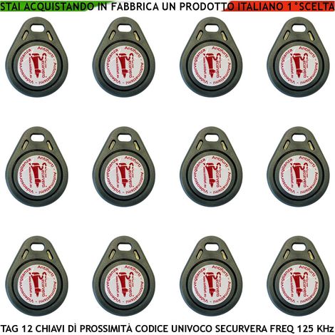 Chiave di Prossimità Dodici Trasponder Alta Sicurezza Codice di Base Securvera Univoco EM-4100 Frequenza di Lavoro 125KHz RFID Codici Generati Random TAG Alimentazione x Induzione Con Foro Portachiavi (1/4)