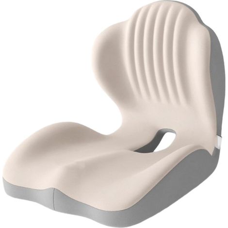Coussins de siège intégrés en mousse à mémoire de forme en L, coussin de dossier et d'assise 2 en 1 avec soutien lombaire, support ergonomique en L avec base antidérapante, respirant et pour voiture,  (1/4)