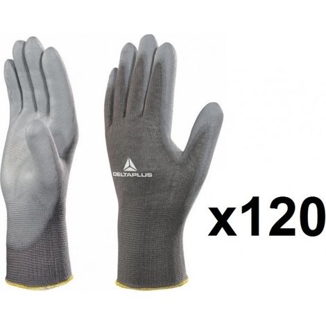 120 paires de Gants tricot polyamide / paume polyuréthane VE702PG DELTA PLUS - Taille: 9 (1/3)