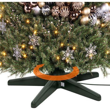 ECD Germany Supporto girevole per albero di Natale artificiale elettrico base rotante a 360° stabile per alberi fino a 240 cm e 35 kg con 3 adattatori per tronchi Ø19/22/32 mm 65 cm 5 piedini verde (1/5)