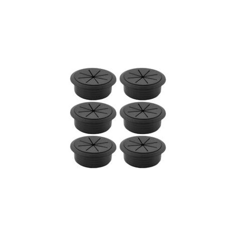 Lot de 6 passe-câbles de bureau de 6 cm (2,36 pouces) pour PC, cache-câbles de bureau, noir