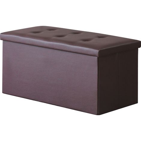 Hobag – Coffre de rangement pouf pliable 76cm – PVC marron – Rangement esthétique et pratique pour espaces réduits – Idéal pour intérieur
