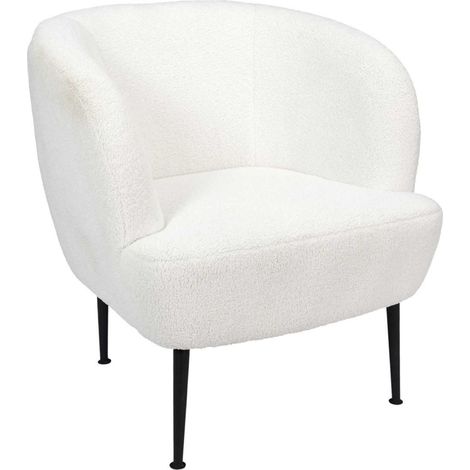 Fauteuil Bouclette "Kiera" 76cm Blanc