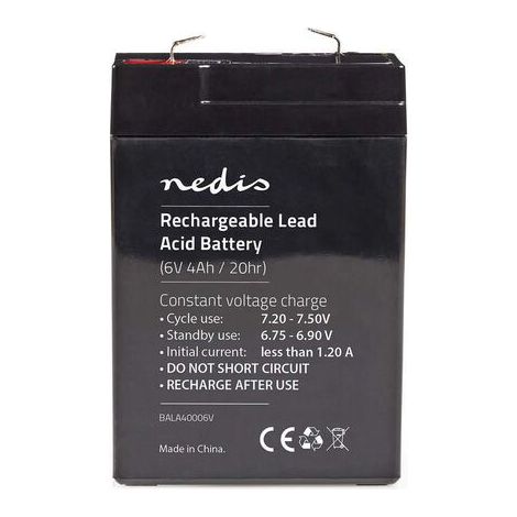 Nedis Batería Recargable de Plomo-Ácido de 6 V | 4500 mAh | 70 x 47 x 101 mm NE550677750 (1/3)