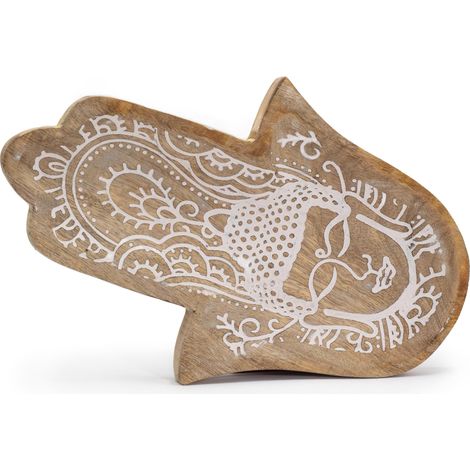 Bandeja larga 30x20.5x2.5cm - Hamsa con Buda Blanco