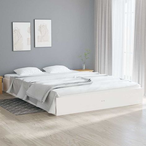 Estructura de cama sin colchón madera maciza blanco 120x200 cm (1/5)