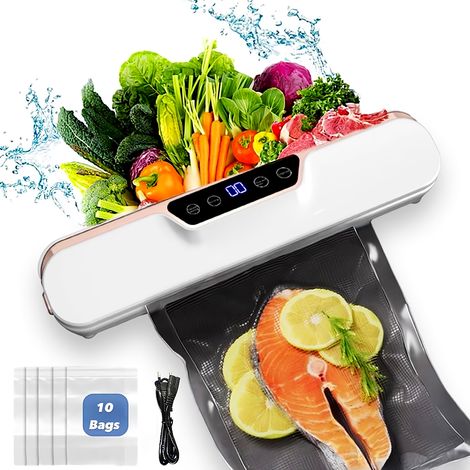 Machine de mise sous vide des aliments, compacte et portable, scellage rapide et efficace, blanche. (1/5)