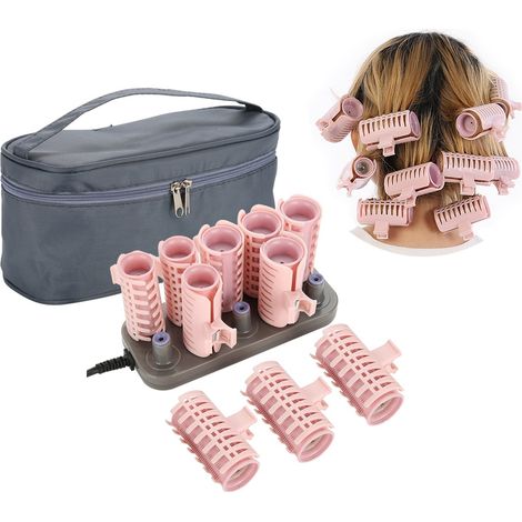 Lot de 10 rouleaux chauffants électriques professionnels pour friser les cheveux, tube de coiffage, style amélioré, prise CN 220 V (1/5)
