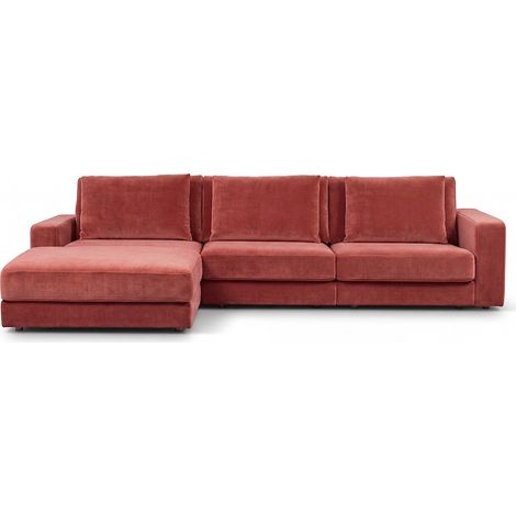 Canapé Velours Angle G Rose Venezia 5 Pl (1/4)