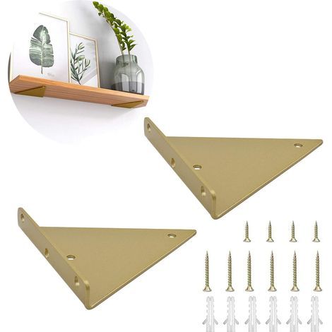 Support Triangle Pour Étagère - Acier - 8 x 10 cm - Fixation Murale Sans Support Inférieur - 2 Pièces (1/5)