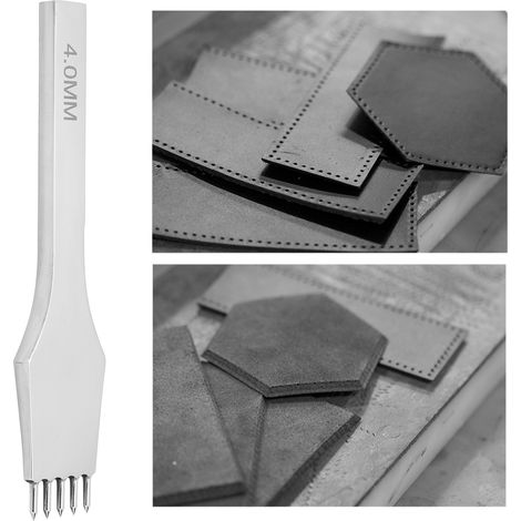Rundstanze (4 mm) zum Durchstechen von Leder, Werkzeug für Lederbearbeitung und Bastelarbeiten, 5-zackige Stanze (1/5)