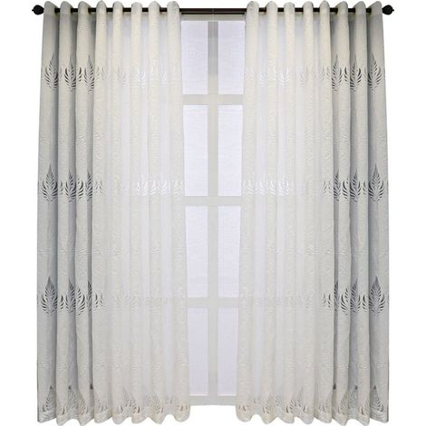 Rideau Voilage Blanc - Rideaux D'extérieur et Intérieur Bonne Tissu Voile à Oeillets pour Décoration Maison, L 140 x H 175 cm, 1 Pièce (1/5)