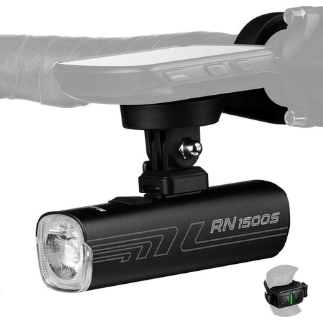 Phares de vélo RN 1500S pour Conduite de Nuit avec Montage en Dessous, contrôle FTR LightSync, Rechargeable par USB, éclairage Avant et arrière pour vélo de Route et VTT (1/5)