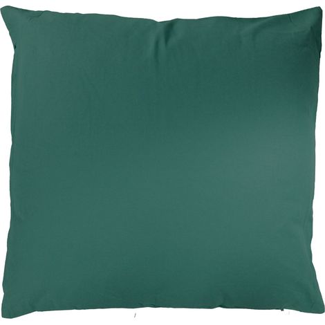 Coussin déhoussable 60 x 60 cm LOLA 100% coton coloris VERT FONCE