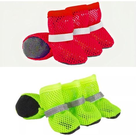 Achtteiliges Set schützender Hundeschuhe atmungsaktive und bequeme Sommerschuhe für Hunde geeignet für drinnen und draußen im Sommer Pink Rot S (1/5)