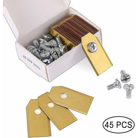 45 Pcs Lames De Couteau En Titane Pour Toutes Les Tondeuses Robotiques Husqvarn/automower/ Yardforce/gardena(3g-0.75mm) Avec 45 Vis, Lames De Rech (1/5)