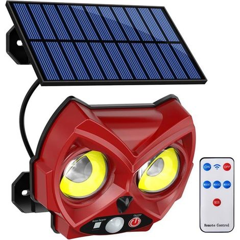 Set aus 2 Solarlampen für den Außenbereich mit Bewegungsmelder und COB-LED-Sicherheitsbeleuchtung in Rot