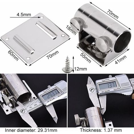 Lot de 2 supports de parasol réglables en acier inoxydable, support de parasol de balcon, support de parasol, support de parasol de pêche avec plaque de montage et vis-x (1/3)