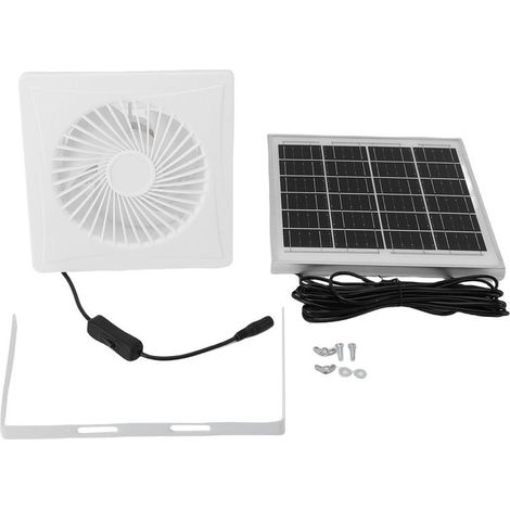 Ventilateur d'extraction solaire 6 pouces, panneau rond blanc 8W pour Ventilation, refroidissement, salle de bain et cuisine (1/5)