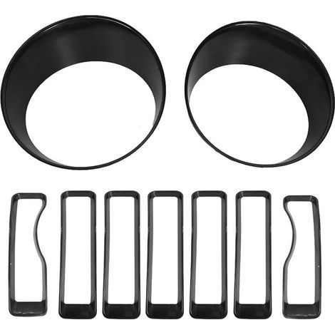 Couverture de phare, Inserts de calandre avant adaptés à la Jeep Wrangler JL 2018 – 2019 (1/5)
