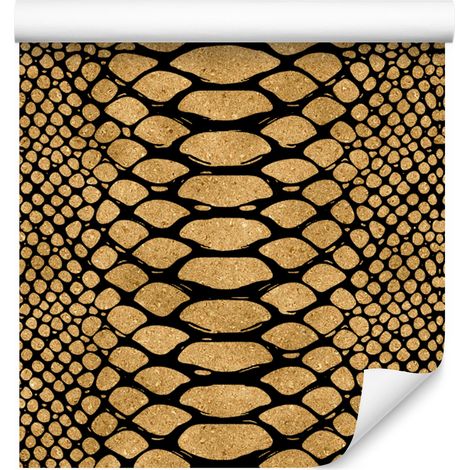 Papier peint cuir doré ocre, or, noir et crème 50x1000 cm (1/5)