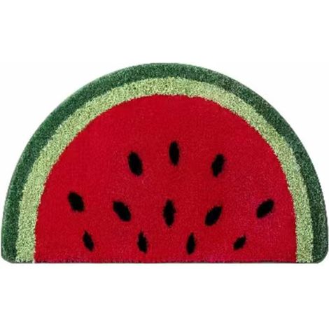 Tapis de sol semi-circulaire simple à motifs de fruits, tapis absorbant antidérapant pour porte de salle de bain, tapis d'entrée floqué pour maison (1/5)