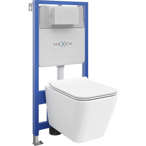 Mexen ensemble WC encastré Fenix Slim avec cuvette Cube et abattant à descente lente, blanc brillant - 61030924000 (1/3)
