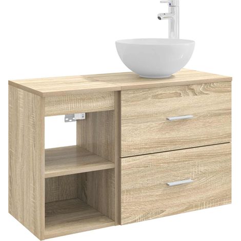 Bathroom Furniture Set 2 pcs Sonoma Oak Engineered Wood vidaXL