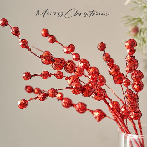 Décorations de Noël Boutures d'arbres de Noël Paillettes rouges Bricolage Habillage de fenêtre Mise en page Accessoires photo (1/4)