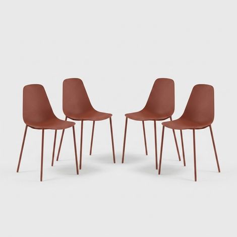 Set de 4 sillas de diseño para cocina y comedor de polipropileno Mira - Óxido (1/5)