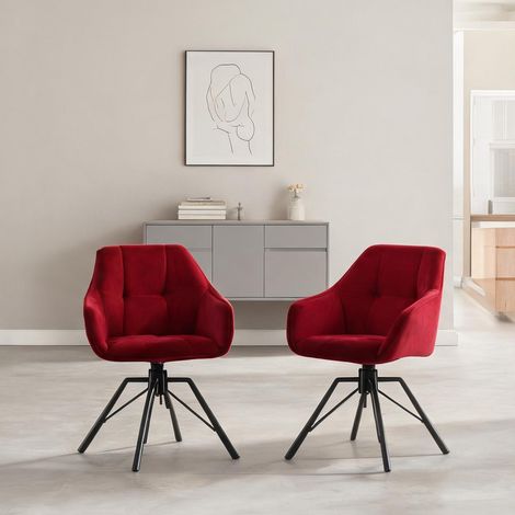 Chaises de salle à manger en velours rouge vin pivotantes lot (1/5)