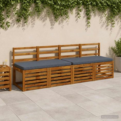vidaXL Coussins de banc 2 pièces VUGHT 2 pc 100 % polyester Bleu (1/5)