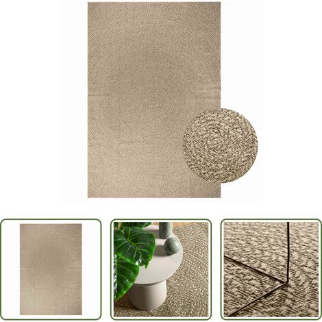 vidaXL Terrasse -  Teppich ZIZUR Beige 200x290 cm Jute-Optik Indoor und Outdoor
