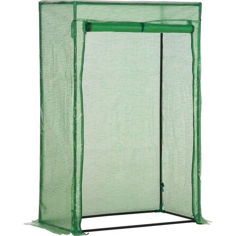 Serre à porte enroulable, 100 x 50 x 150 cm, en acier et plastique vert, pour l'entretien et la multiplication des plantes. (1/5)