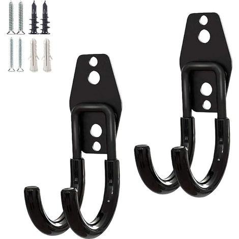 Lntyq 2er-Pack robuste Aufbewahrungshaken für die Garage, vielseitig einsetzbar, Stahl-Wandmontagehaken, Gartenwerkzeug-Organizer (klein, 2 Stück) (1/5)