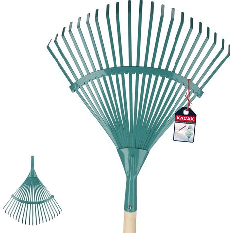 Rastrillo de mano, de metal y plástico, 60 cm de largo, 18 cm de ancho, adecuado para diversas tareas de jardinería, diseño ligero. (1/5)