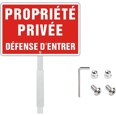 Panneau Propriété Privée avec Piquet,30x20cmPanneau Propriété Privée Défense d'Entrer Signalétique Aluminium Réfléchissant Résistant Intempéries aux UV (1/5)
