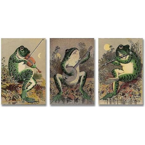 carteles divertidos para pared de baño, póster de rana, pintura en lienzo, rana vintage (1/4)